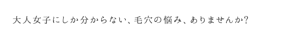 大人女子にしか分からない、毛穴の悩み、ありませんか?