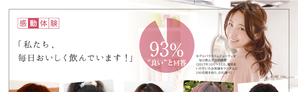 感動体験談 「爽快ドッサリに思わず感動」 1日1杯おいしく飲んで、ひと足お先にドッサリを実感した方々のお話をご覧ください。