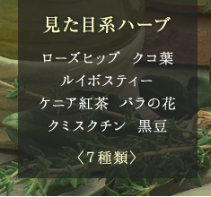 キレイ系ハーブ ローズヒップ クコ葉 ルイボスティー ケニア紅茶 バラの花 クミスクチン 黒豆 〈７種類〉